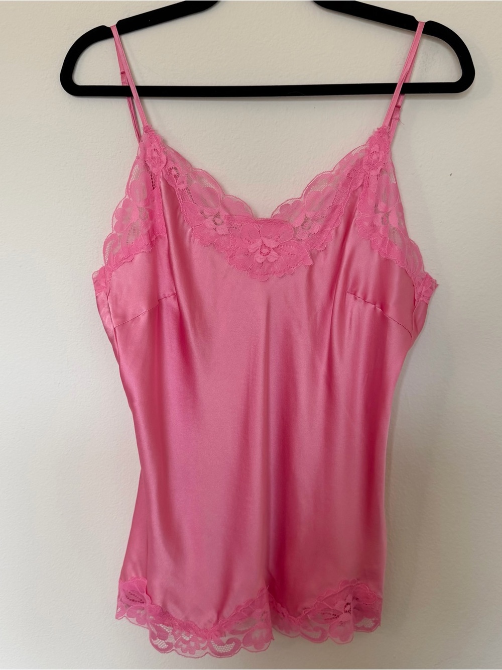 Gold Hawk 100% Silk Pink Lace Cami XL